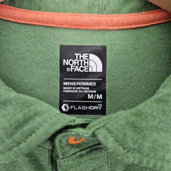 The North Face Golf Polo Shirt Green Pearl Snap Buttons Pocket TNF Men's Size M - Picture 7 of 10